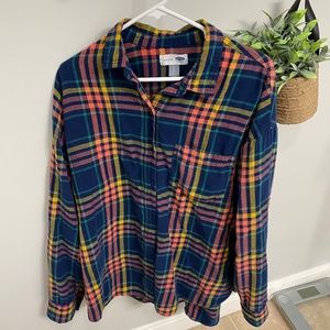 Plain multi color button down shirt